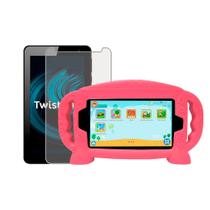 Capa Infantil Alça Silicone Compatível Com Positivo Twist Tab T770k + Película De Vidro 9H 7'' Pol