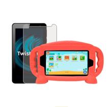 Capa Infantil Alça Silicone Compatível Com Positivo Twist Tab T770k + Película De Vidro 9H 7'' Pol
