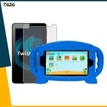 Capa Infantil com Alça Silicone Baby para Positivo Twist Tab T770k + Película de Vidro 9H 7'' Polega