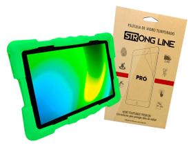 Capa Infantil Compatível com Tablet Multilaser M9S Go M9 Case Anti Impacto Silicone Aderente + Pelicula de Vidro - Pink