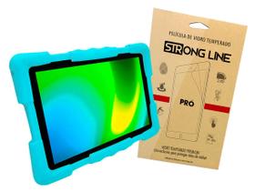 Capa Infantil Compatível com Tablet Multilaser M9S Go M9 Case Anti Impacto Silicone Aderente + Pelicula de Vidro - Pink - STRONG LINE