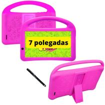 Capa infantil Emborrachada p/ Tablet DL TX384 7 Polegada Rosa + Caneta Touch