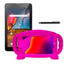Capa infantil Emborrachada p/ Tablet DL TX384 7 Polegada Rosa + Caneta Touch