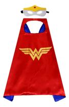 Capa Infantil Heroína com Máscara Fantasia Mulher Maravilha
