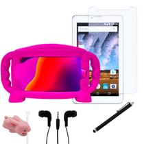 Capa infantil rosa p/ Tablet 7 polegadas + Película+ Caneta touch +Fone+ Protetor