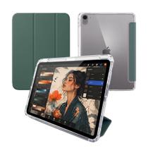 Capa iPad Air 11 M2/M3/M4 e iPad Air 5ª/Air 4ª Geração 10.9 Transparente com Suporte Caneta, Auto Sleep e Bordas Reforçadas