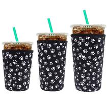 Capa isoladora de neoprene reutilizável para xícaras de café gelado, pacote com 3 Capa isoladora de neoprene reutilizável para xícaras de café gelado, pacote com 3