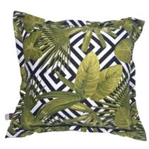 Capa Jacquard Estampada Decorativa p/ Almofada 43x43cm Natureza Bambu com Abas