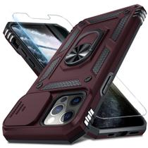 Capa Janmitta para iPhone 16e de 6,1 polegadas à prova de choque e anel vermelho vinho Capa Janmitta para iPhone 16e de 6,1 polegadas à prova de choque e anel vermelho vinho