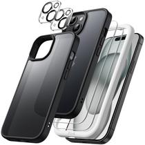 Capa JeTech 5 em 1 fosca para iPhone 15 Plus de 6,7" com protetores Capa JeTech 5 em 1 fosca para iPhone 15 Plus de 6,7" com protetores