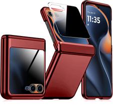 Capa KEKBOXQ Motorola Razr 2025 com tela de privacidade vermelha Capa KEKBOXQ Motorola Razr 2025 com tela de privacidade vermelha