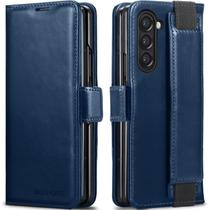 Capa KeziHome, carteira de couro genuíno com porta-cartões para Samsung Galaxy Z Fold 6 Blue