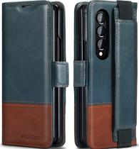 Capa KeziHome: carteira de couro genuíno Samsung Z Fold 4 Navy