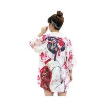 Capa Kimono Estilo Chinês Retrô Hanfu Para Mulheres, Cobertura De Praia De Verão Com Proteção Solar Capa Kimono Estilo Chinês Retrô Hanfu Para Mulheres, Cobertura De Praia De Verão Com Proteção Solar