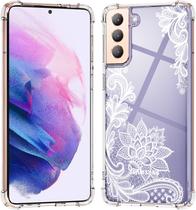 Capa KIOMY para Samsung Galaxy S21+ transparente floral à prova de choque