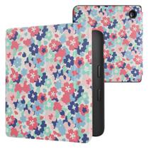 Capa kwmobile compatível com o eReader Kobo Libra 2 - Pastel Flowers