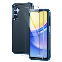 Capa Lanhiem para Samsung Galaxy A15 com 2 vidros temperados azul marinho