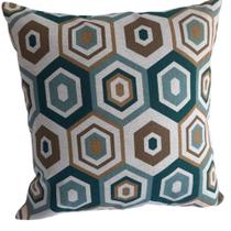 Capa Linho Decorativa para Almofada 45x45cm Hexágono Verde Capa Linho Decorativa para Almofada 45x45cm Hexágono Verde