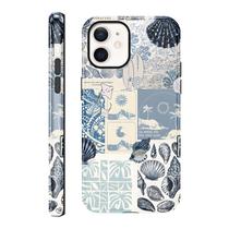 Capa lioscre para iPhone 12/12 Pro de 6,1 polegadas com colagem azul em TPU