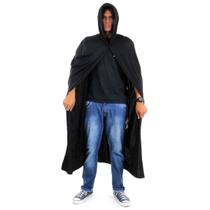 Capa Longa com Capuz Preta Adulto - Halloween
