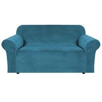 Capa Loveseat H.VERSAILTEX de veludo elástico azul pavão