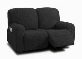 Capa Loveseat ULTICOR de 6 peças em jacquard preta 48-65"