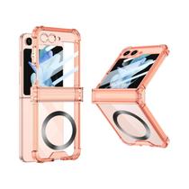 Capa Luxuosa Para Samsung Galaxy Z Flip 5 6, À Prova De Choque, Transparente, Com Carregamento