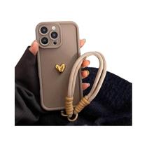 Capa Macia 3D Coração Amor Coreano Para iPhone 16 pro Max 15 14 13 12 11 17 16 E plus Com Corrente