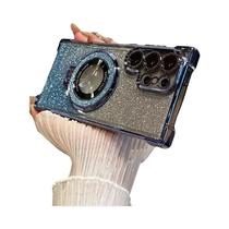 Capa Magnética Antichoque Com Glitter E Suporte Para Samsung Galaxy S25 S24 S23 S22 S21 S20 FE