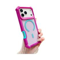 Capa Magnética Antichoque Com Glitter Para iPhone 17 16 15 14 13 12 pro Max Magsafe Transparente - NONE