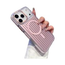 Capa Magnética Antichoque Estilosa 3D Com Listras Onduladas Para iPhone 17 16 15 14 pro Max