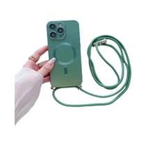 Capa Magnética Antichoque Fosca Para iPhone Com Alça Transversal E Cordão - NONE