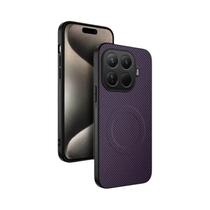 Capa Magnética Com Textura De Couro Em Fibra De Carbono Para Xiaomi 17 pro Max 15T Pro, Capa