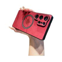 Capa Magnética De Couro Com Textura De Folha De Bordo À Prova De Choque Para Samsung S25 Edge S24