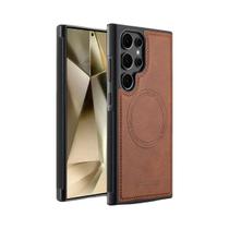 Capa Magnética De Couro PU MagSafe Para Samsung Galaxy S25 S24 Ultra S23 FE S22 plus S21 S20 A17 Com