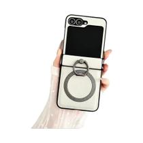 Capa Magnética De Couro Texturizado Abacaxi Fosco Para Samsung Galaxy Z Flip 7 FE 6 5 4 Com