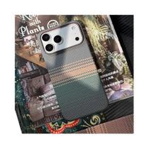 Capa Magnética De Fibra De Carbono Com Textura De Kevlar Para Apple iPhone 16 15 14 13 17 pro Max,