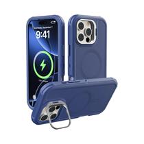 Capa Magnética De Liga Para iPhone 16 15 14 plus pro Max Com Suporte Para Lente Da Câmera E