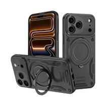 Capa Magnética De Luxo Para iPhone pro Max plus Com Suporte De Anel E Proteção Bumper