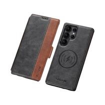 Capa Magnética De material sintético Com Suporte Para Cartões E Carregamento Sem Fio Para Samsung
