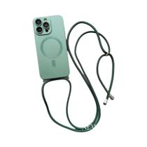 Capa Magnética De Silicone Com Alça Transversal Para iPhone 16 15 14 13 12 pro Max XS XR Magsafe