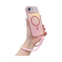 Capa Magnética Gradiente a Laser Com Cordão Para iPhone 12 a 17 pro Max, Antichoque E Compatível Com