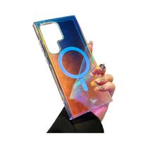 Capa magnética gradiente a laser, para Samsung S25Ultra, S24, S23, e S22 Plus capa transparente