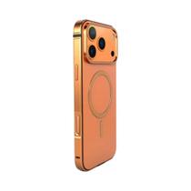 Capa Magnética Laranja De Titânio Para iPhone 17 pro Max Com Carregamento Sem Fio MagSafe E Bumper