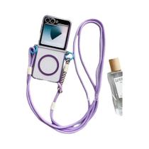 Capa Magnética Magsafe Com Alça Transversal Para Samsung Galaxy Z Flip 7 6 5 4 3 Flip6 Flip5 Flip4