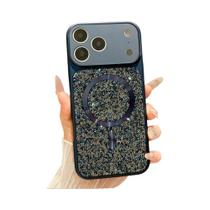 Capa Magnética Magsafe Com Strass De Diamante Para iPhone 17 pro Max 16 15 14 13 Com Carregamento
