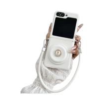 Capa Magnética Magsafe Com Suporte De Rosa E Alça De Pulso Para Samsung Galaxy Z Flip 7 FE 6 5 4 3