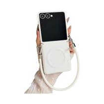 Capa Magnética Magsafe Com Suporte De Rosa E Alça De Pulso Para Samsung Galaxy Z Flip 7 FE 6 5 4 3 Capa Magnética Magsafe Com Suporte De Rosa E Alça De Pulso Para Samsung Galaxy Z Flip 7 FE 6 5 4 3
