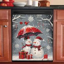 Capa magnética para lava-louças Cowfeel Funny Snowman Couple Winter Capa magnética para lava-louças Cowfeel Funny Snowman Couple Winter