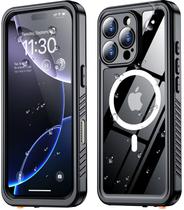 Capa magnética SPIDERCASE para iPhone 16 Pro à prova d'água, protetora embutida de tela e lente de câmera IP68 subaquática à prova de choque de nível militar Capa de telefone com proteção de corpo inteiro, preta/transparente Capa magnética SPIDERCASE para iPhone 16 Pro à prova d'água, protetora embutida de tela e lente de câmera IP68 subaquática à prova de choque de nível militar Capa de telefone com proteção de corpo inteiro, preta/transparente